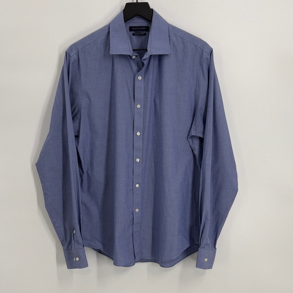 Tommy Hilfiger Button Front  Long Sleeve Patterned Dress Shirt - Size 16 1/2